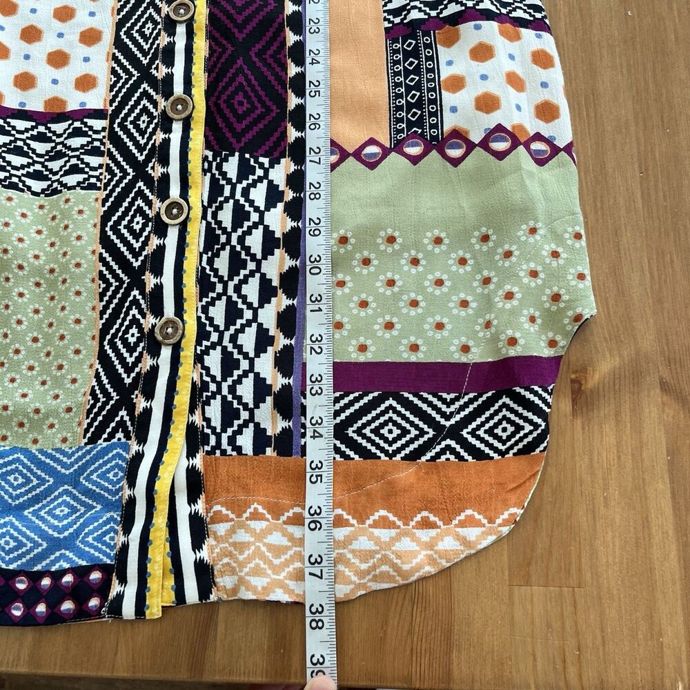 ANTHROPOLOGIE Women's Everyway Shirt Dress Size 2P Patchwork Boho Colorful Artsy - Picture 16 of 16